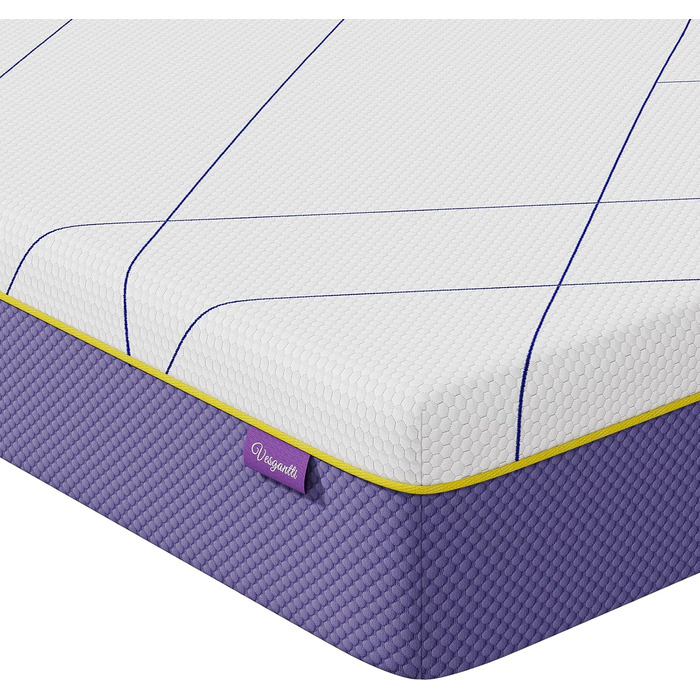 Матрац Vesgantti 90x200 см Матрац з холодної піни H3, висота 18 см, сертифікований Oeko-Tex, середньої жорсткості, згортається в рулон, знімний тканинний чохол, що прається, із застібкою-блискавкою, лавандово-фіолетовий, рівень жорсткості 3, висота 18 см,