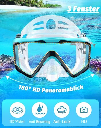 Набір для дорослого підводного плавання, покращена маска для дайвінгу та трубка, набір масок для підводного плавання із сухим верхом, професійне спорядження для дорослого підводного плавання, плавання, дайвінгу та підводного плавання з аквалангом (прозори