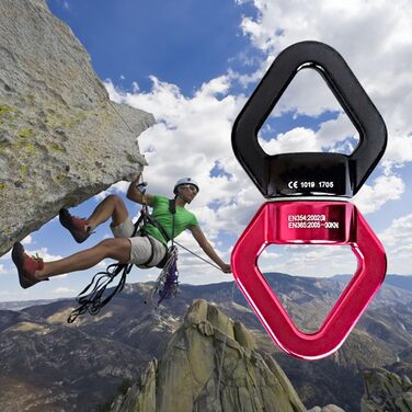 Поворотний з&39єднувач 30 кН, JIAMEIYI Обертовий пристрій Безпека на відкритому повітрі та в приміщенні Алюмінієвий сплав 360 Ротатор Гойдалка Спіннер Канат Поворотний ротор для скелелазіння Чорно-червоний