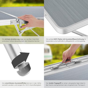 Стіл для кемпінгу tectake, розкладний стіл, великий розкладний садовий стіл, стійкий до атмосферних впливів, 180 x 70 x 70,5 см, як стіл для патіо, для балкону, кемпінгу, фестивалю, стіл для обклеювання шпалерами