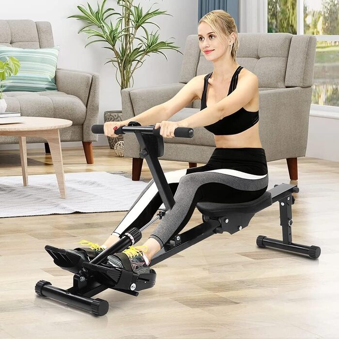 Складаний гребний тренажер з РК-дисплеєм, фітнес-обладнання для домашнього використання, складний гребний тренажер, вантажопідйомність до 120 кг