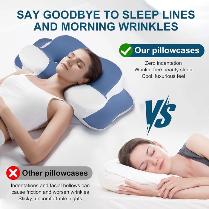 Подушки, 2 регульовані по висоті, з піни з ефектом пам&39яті, для підтримки сну (сині)