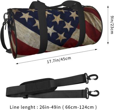 Спортивна сумка для подорожей, малюнок американський прапор, принт з ефектом нічного сяйва, чорний колір, універсальний розмір, дорожня сумка