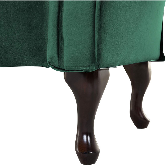 Шезлонг Beliani, оксамит, зелений, стьобаний праворуч, з подушками, стиль Честерфілд, візерунок латте