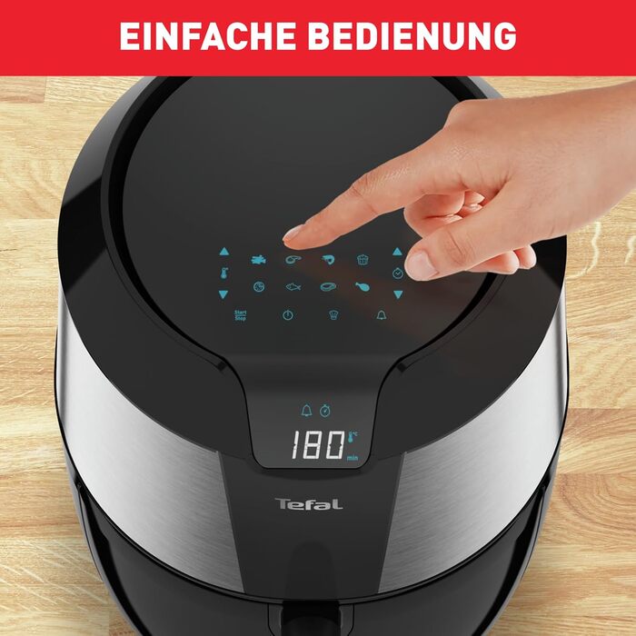 Аерофритюрниця Tefal Easy Fry XXL 5,6 л, EY701 XXL повітряний фритюр, 8 програм, нержавіюча сталь