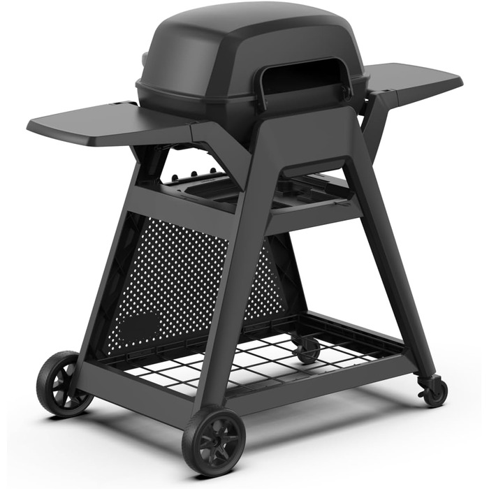 Конфорочний газовий мангал GRANDSTATE BLACK KITE 200 з візком для барбекю, піддоном для збору жиру, потужною подвійною конфоркою,
