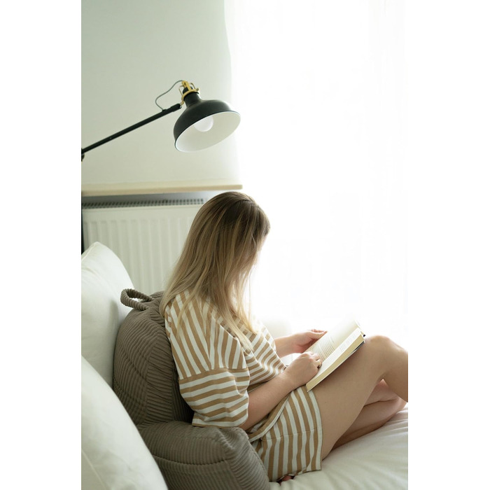 Подушка для спинки Flumi з підлокітниками для читання, перегляду телевізора або відпочинку, подушка для читання для ліжка та дивана з чохлом, який можна прати, наповнювач з пінопласту, опора для спини з ручкою для перенесення (бежевий вельвет)