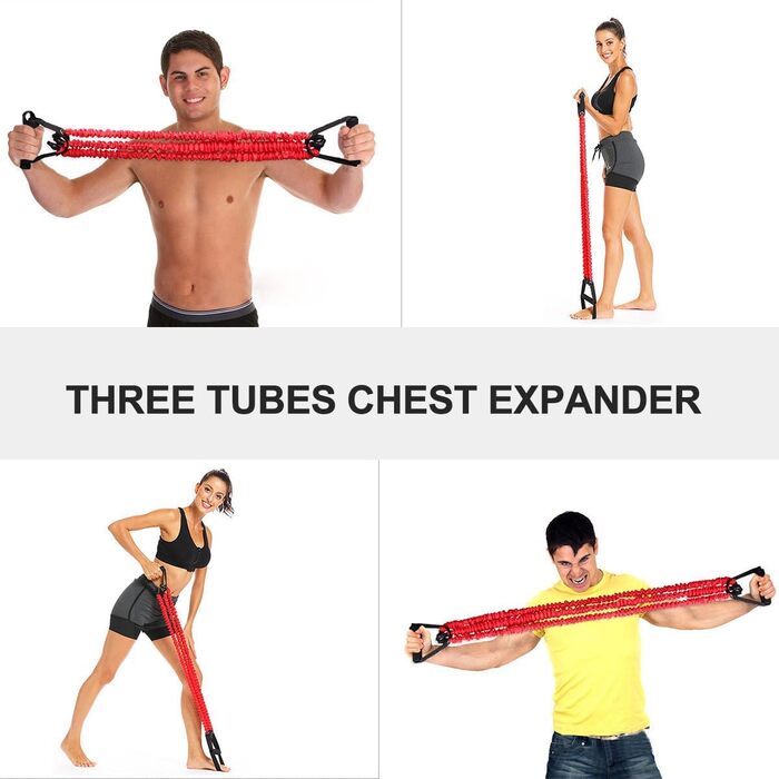Тренажер для силових тренувань з пружинною коробкою, ручками, ремінцями для тренажерного залу, мережевий тренажер для грудей, пристрій для тренувань з еспандером для грудей, тренажер для вправ, фітнес-пулер, жовтий, червоний