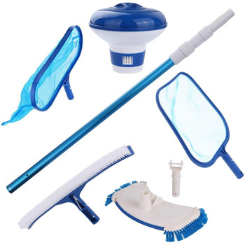 Набір для чищення басейну GEAR Pool Cleaning Set PCS - 6-предметний набір для чищення басейну з жердиною, підсаком, щіткою, пилососом для підлоги, дозатором