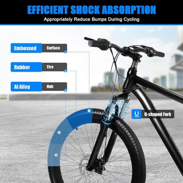 Дюймовий гірський велосипед для юнацтва - 21-швидкісний MTB велосипед, регульована висота для дорослих (хлопців, дівчат, жінок, чоловіків) від 160 см зростом, 26-