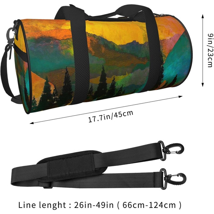 Спортивна сумка з мотивом дерев та сходу сонця, велика дорожня сумка для фітнесу, на вихідні та коротких подорожей для чоловіків та жінок