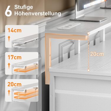 Письмовий стіл з 8 шухлядами, комп&39ютерний стіл з 2 розетками та 2 USB-портами для зарядки, офісний стіл зі світлодіодним освітленням та підставкою для монітора, ПК-стіл для офісу, вітальні, 120 x 50 x 74 см, білий