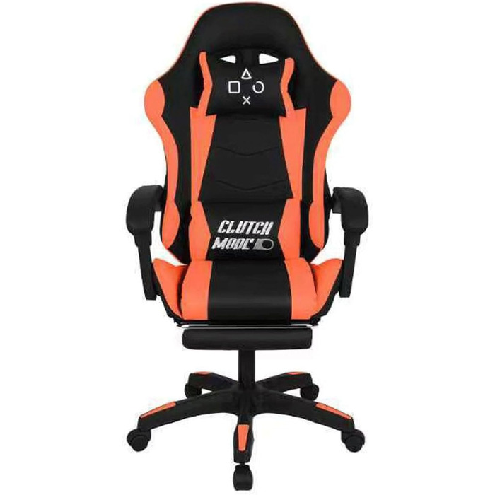Ергономічне ігрове крісло FRANKYSTAR Clutch, офісне крісло з поперековою подушкою, підголівником та підставкою для ніг з ПВХ, чорного та червоного кольорів