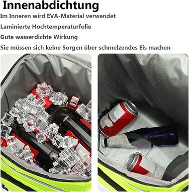 Велика сумка-холодильник 33 л, водонепроникний ізольований рюкзак-холодильник, рюкзак для пікніка з холодним пивом та відділенням для охолодження, кошик для пікніка на 2-4 особи, портативний автомобільний холодильник (чорний)