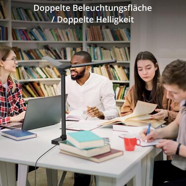 Світлодіодна настільна лампа iVict Dual Arm з нічником, сенсорним керуванням, 5 режимами освітлення, функцією заряджання USB, тайм