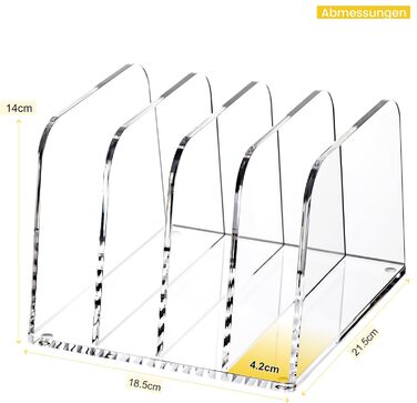 Акриловий тримач для листів та органайзер для столу SANRUI (4 відділення) - вертикальний лоток для листів для пошти, блокнотів A5 та планшетів Прозорий органайзер для тіней для повік та сортувальник (прозорий)