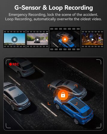 Канальна автомобільна відеореєстратор із Wi-Fi GPS, 4K1080P для передньої та внутрішньої камери, 2,5K 1600P1080P1080P, 3-дюймовий РК-дисплей із супер ІЧ-випромінюванням, цілодобовий паркувальний монітор, Макс. 512 ГБ (бездротова спереду та ззаду), 07 Dash
