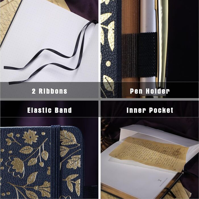 Журнал TIEFOSSI Bullet Dot, вінтажний блокнот для жінок та чоловіків, 160 г/м, 192 сторінки преміум-класу, блокнот A5 у твердій палітурці у подарунок, для щоденного письма в туристичному агентстві, блокноти з синіми аркушами