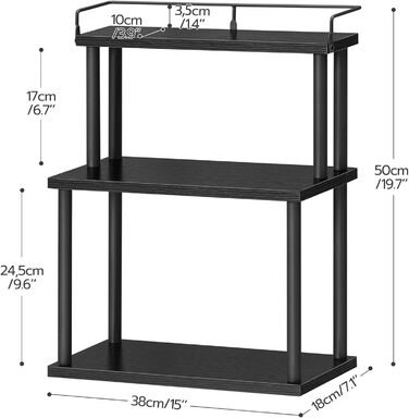Стійка для спецій HOOBRO, кухонна полиця, 3-рівнева стійка для зберігання, органайзер для столу, для кухонної стільниці, столу, кабінету, офісу, чорна EBB02TL01