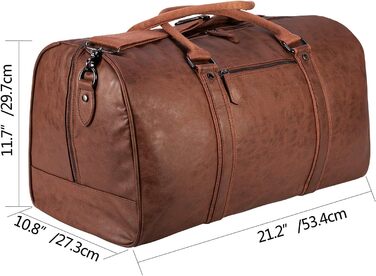 Чоловіча водонепроникна дорожня сумка для вихідних, дорожня сумка великої місткості, спортивна сумка, велика сумка для вихідних, велика ручна поклажа, дорожня сумка для чоловіків та жінок, 20 дюймів, коричнева
