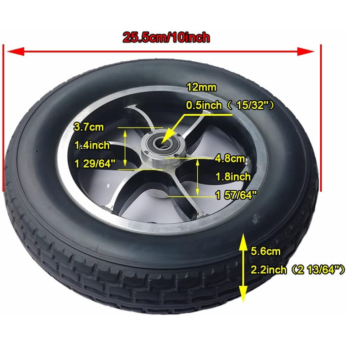 Запасні колеса для інвалідного візка, 2 шт. 10-дюймові передні колеса для інвалідного візка, колесо для інвалідного візка або колесо на колесах для допоміжних засобів для ходьби/10 дюймів/25 см