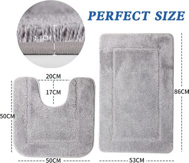Набір з 2 килимків для ванної SOANNY, нековзний килимок для ванної з мікрофібри високої щільності, килимок для ванної 53x86 см та