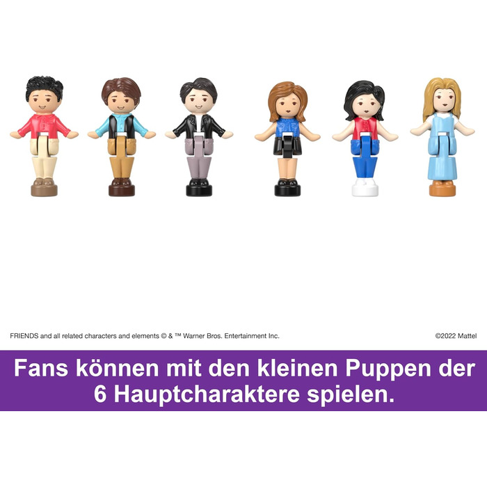 Коробка Polly Pocket Friends - кавова чашка Central Perk, 6 головних героїв, 9 аксесуарів, 3 локації Friends, преміальна упаковка,