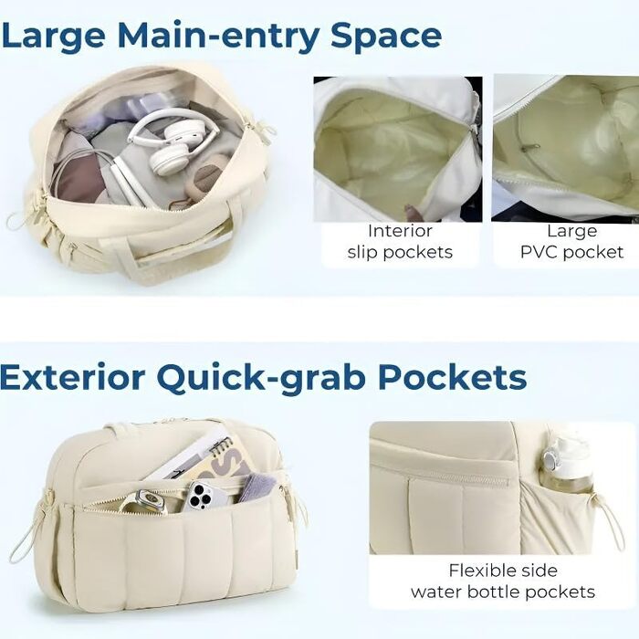 Жіноча спортивна сумка велика фітнес-сумка з вишневим кулоном (подарункова), водонепроникна дорожня сумка для тренажерного залу, плавання, подорожей, бежева