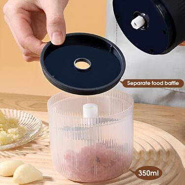 Електрична цибульна нарізка Mini, бездротова портативна USB-зарядка Маленький часниковий подрібнювач Блендер Подрібнювач їжі М'ясорубка для цибулі Перець Часник Овочі (400 мл, синій) 400 мл Синій