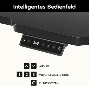 Кутовий стіл, регульований по висоті, L-подібний, 150 x 100 см, електричне регулювання висоти, ергономічний стіл з підставками для чашок та гачками, міцний офісний стіл, чорний, L-подібний, 59