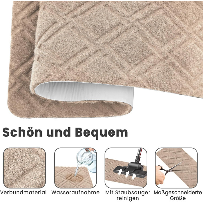 Килимки для сходів, самоклеючі килимки для сходів для приміщень, 15 шт. , протиковзкі, можна різати, багаторазові, для захисту домашніх тварин та людей похилого віку (картований візерунок - бежевий, 55x19 см) 55 см x 19 см картатий візерунок - бежевий