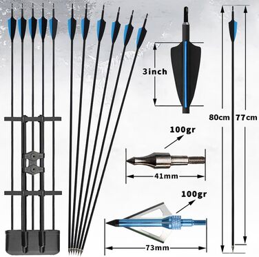 Набір складених луків ZSHJGJR – регульований мисливський та спортивний лук 30–60 lb, 310 fps, для правшів, синій