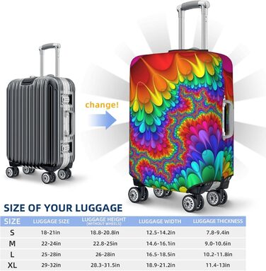 Чохол для валізи Райдужний тай-дай - червоний принт, еластичний захист від подряпин та пилу, чорний, розмір 85