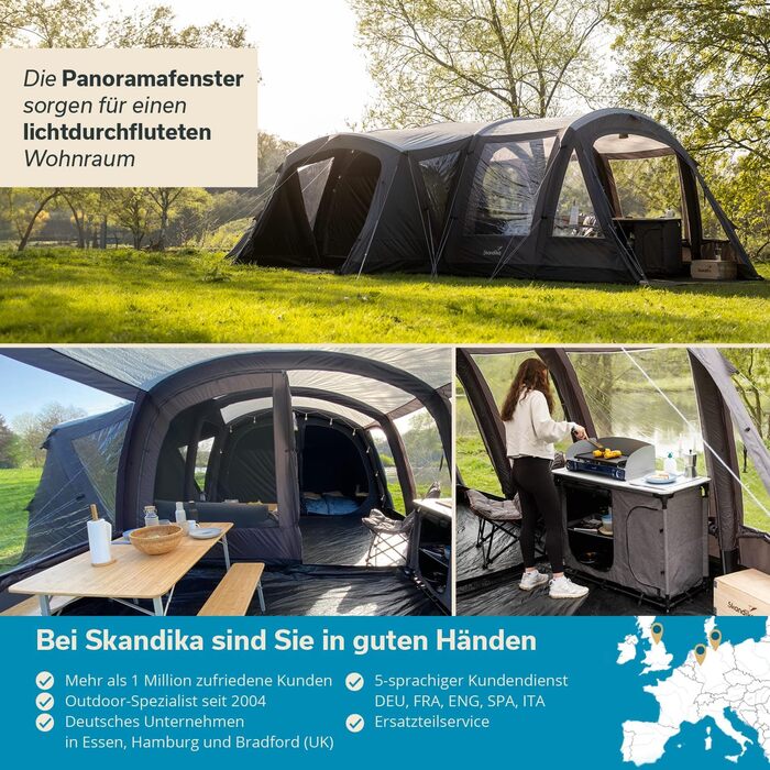 Надувний намет Skandika Timola 6 Air Надувний намет на 6 осіб, з/без технології Sleeper Technology, водяний стовп 4000 мм, висота стояння 220 см, тент, надувний намет Сімейний намет, для активного відпочинку на природі, кемпінгу на 6 осіб - Sleeper XL Plu