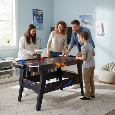 Світлодіодний стіл для аерохокею від FASports, аерохокей для дітей/підлітків віком від 8 років, стіл для аерохокею з повітряними штовхачами та шайбами, що світяться Solar Fury 138x67x82 см