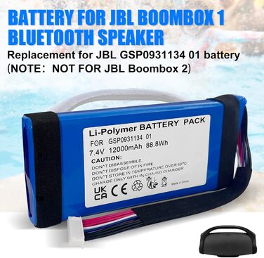 Замінний акумулятор для Bluetooth-колонки JBL Boombox 1, заміна акумулятора GSP0931134 01, сумісний з JBL JEM3316, JEM3317, JEM3318. Літій-полімерний акумулятор.