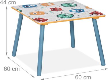 Дитячий комплект сидіння Relaxdays, дитячий стіл з 2 стільцями, для дівчаток та хлопчиків, МДФ та дерево, зона сидіння для дитячої кімнати, різнокольоровий