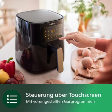 Мультипіч Philips Airfryer 5000 Series L, 4,1 л (0,8 кг), мультипіч 13-в-1, підключення до Wi-Fi, на 90 менше жиру завдяки технології Rapid Air, додаток Рецепти (HD9255/80)