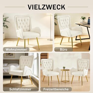 Крісло Hellove з відкидною спинкою та золотистими металевими ніжками, розкішне шкіряне крісло-реклайнер для вітальні, зручне крісло для туалетного столика, м&39яке крісло, крісло для читання, крісло для відпочинку для вітальні/спальні, бежевий колір, комп