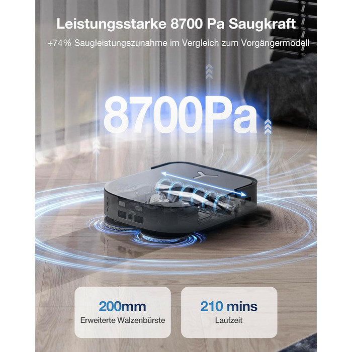 Робот-пилосос ECOVACS DEEBOT X2 Combo з функцією миття підлоги 8700 Па з ручним пилососом, подвійне автоматичне спорожнення, систе