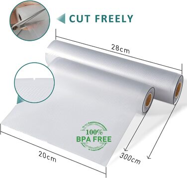 Вакуумні пакувальні пакети YISH Вакуумна плівка Вакуумні пакети Рулони харчової вакуумної плівки вакуумний мішок для рулонів плівки Sous Vide для вакуумного пакувальника 8 рулонів 20/28x300 см плівки, без BPA