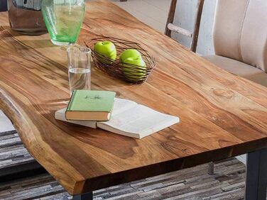 Стіл SAM з живим краєм 180x90 см Quarto, масив акації оздоблення горіхом, обідній стіл з чорною U-подібною рамою, обідній стіл/дерев&39яний стіл промислового дизайну, стільниця 26 мм