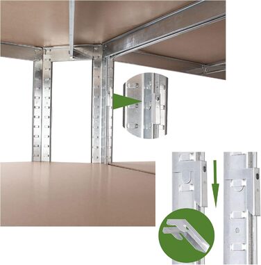 Посилений стелаж, Безболтовий стелаж, 200x100x30 см, Архівний стелаж, Посилений стелаж, Стелаж для зберігання, Стелаж для підвалу, Металевий стелаж, Стелаж для гаража, Стелаж для документів, 2 шт.