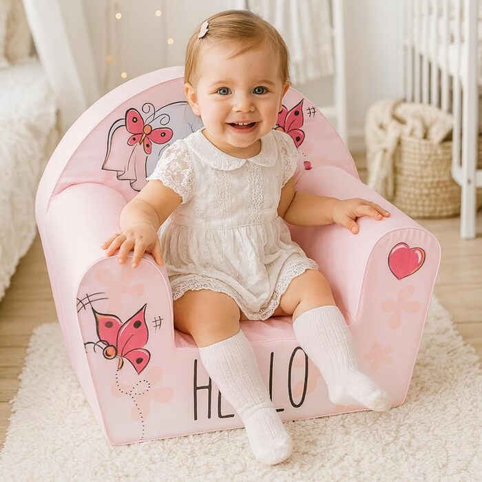 Дитяче крісло від 1 року Зручне та легке Крісло для дитячої кімнати Чохол, який можна прати Мяка пінопластова підкладка (Слон - Рожевий)