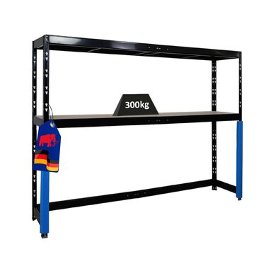 Стелаж для гаража PROREGAL Hercules, компактний, доступний для навантажувача, розміри (ВxШxГ) 180x240x50 см, 2 рівні зберігання, вантажопідйомність полиці 300 кг, чорний, надміцний стелаж, стійка для зберігання