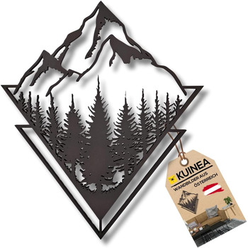 Настінне оздоблення KUINEA гори, фреска дерево колір антрацит настінне оздоблення для дому, офісу, спальні, вітальні та кухні, гір