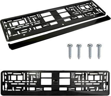 Тримач для номерних знаків, глянцевий, чорний, 2 шт. и