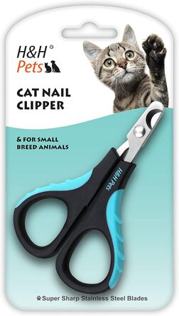 Кусачки для котячих кігтів H&H Pets, гострі як бритва леза з нержавіючої сталі, міцні нековзні ручки, аксесуари для котів та дрібних тварин, професійний грумінг вдома