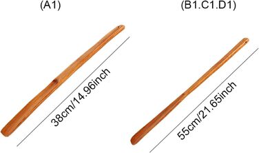 Старший дерев'яний підйомник для взуття з довгою ручкою, Home Pro, Ергономічна петля для підвішування, Портативні аксесуари для палиць Ріжки для взуття стоячи (W-55 см), 999 Shoehorn