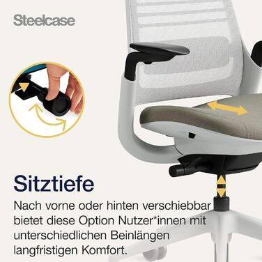 Ергономічне офісне крісло Steelcase серії 1 з поперековою опорою LiveBack, підлокітниками 4D, регульованим підголівником Truffle, 66 x 64 x 112 Truffle з підголівником